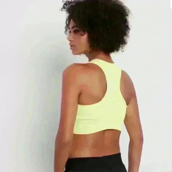 BCBGMaxAzria Neon Yellow Tie Front “Ballerina” Top With Sports Bra Medium EUC! - Picture 3 of 11